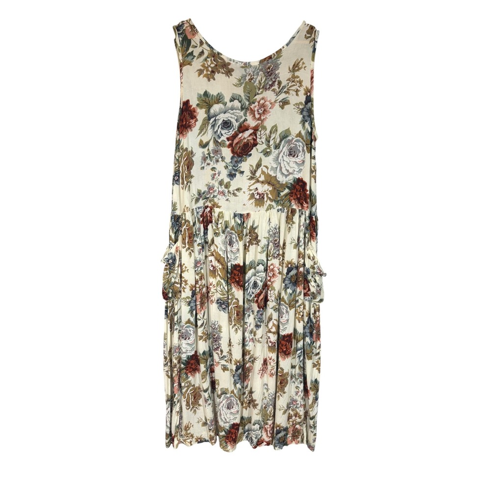 Vintage 90's Bila Antique Rose Floral Maxi Jumper Dress L Cottagecore Feminine - Picture 3 of 11